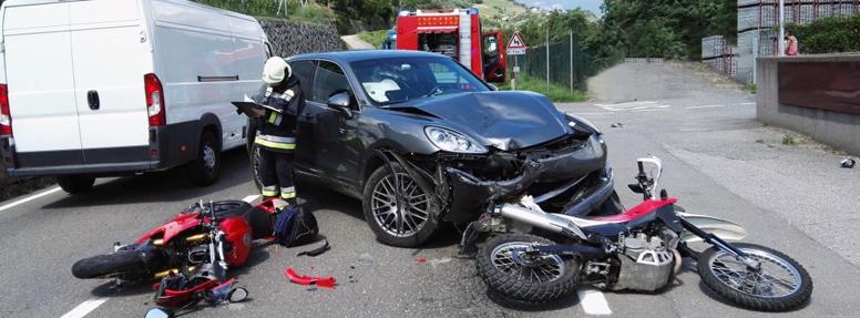 A Multi Motorbike crash being documented by a police officer in Springdale, Arkansas