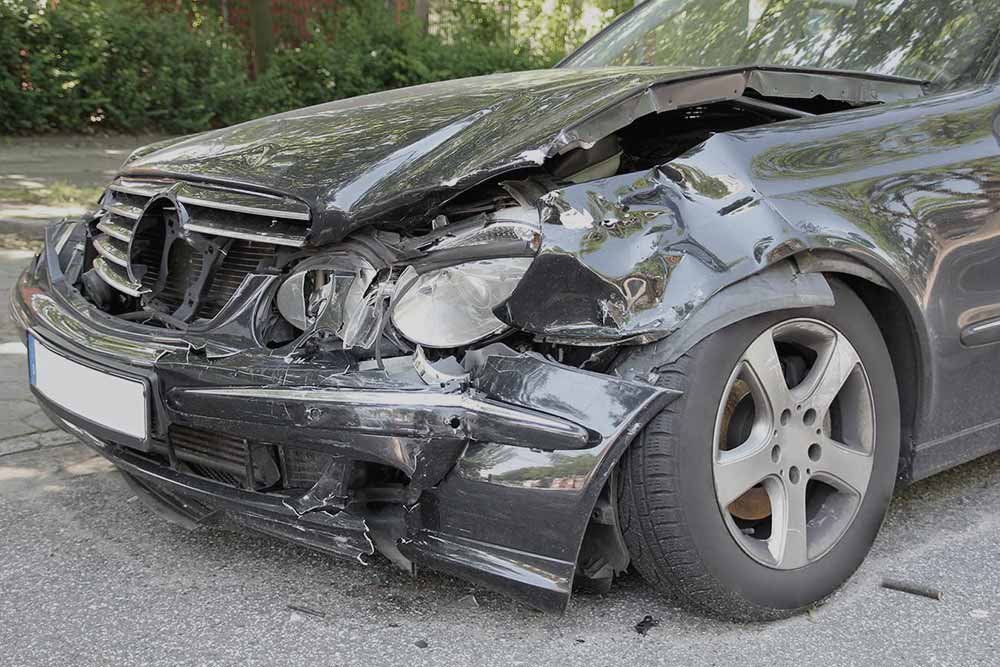 front-bumper damage in car accident