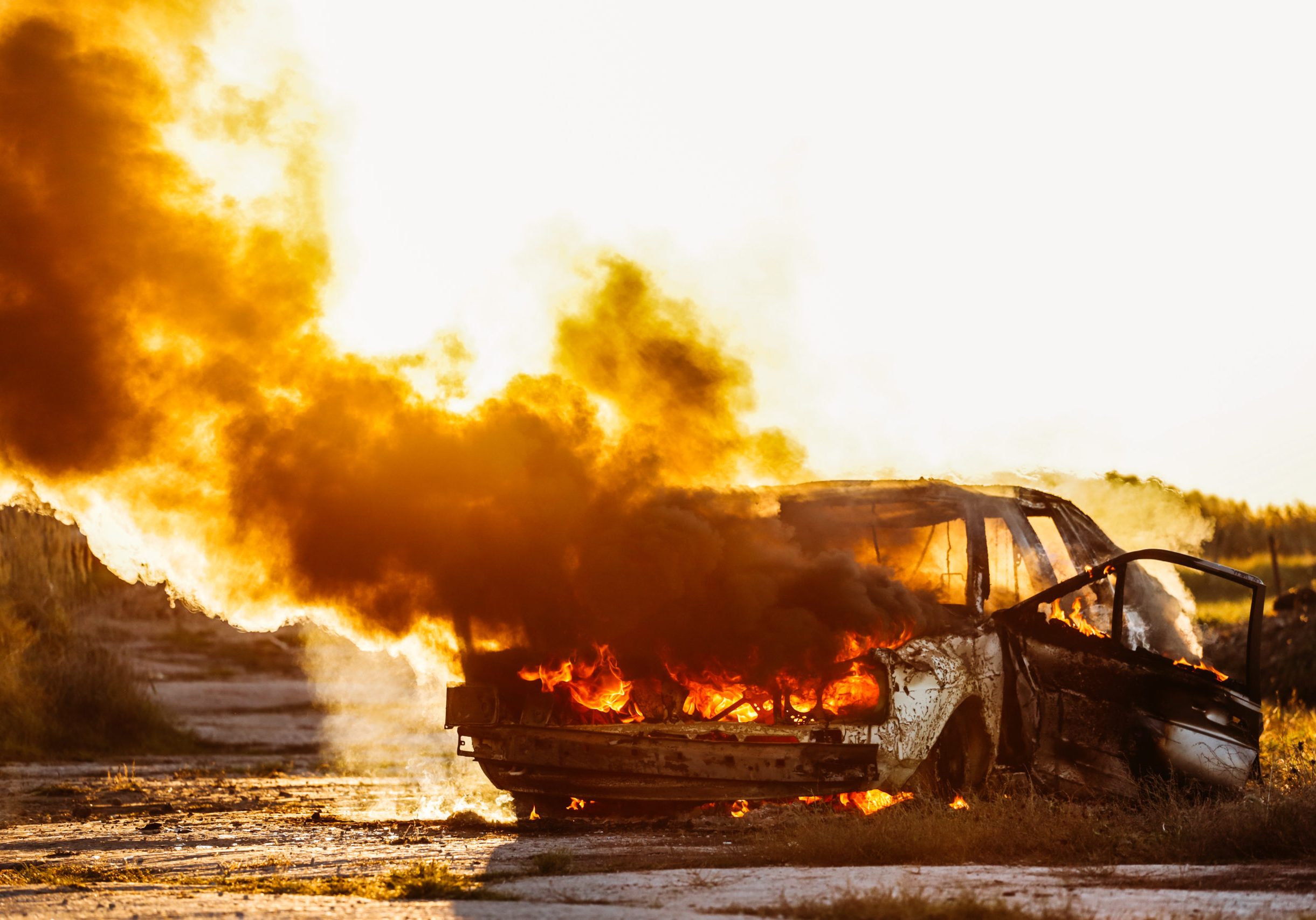 That vehicle burst into flames at the junction of 36th Street and John Barrow Road